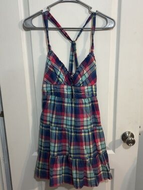 NWT Abercrombie & Fitch Plaid pink, blue, and green Summer Sundress size M